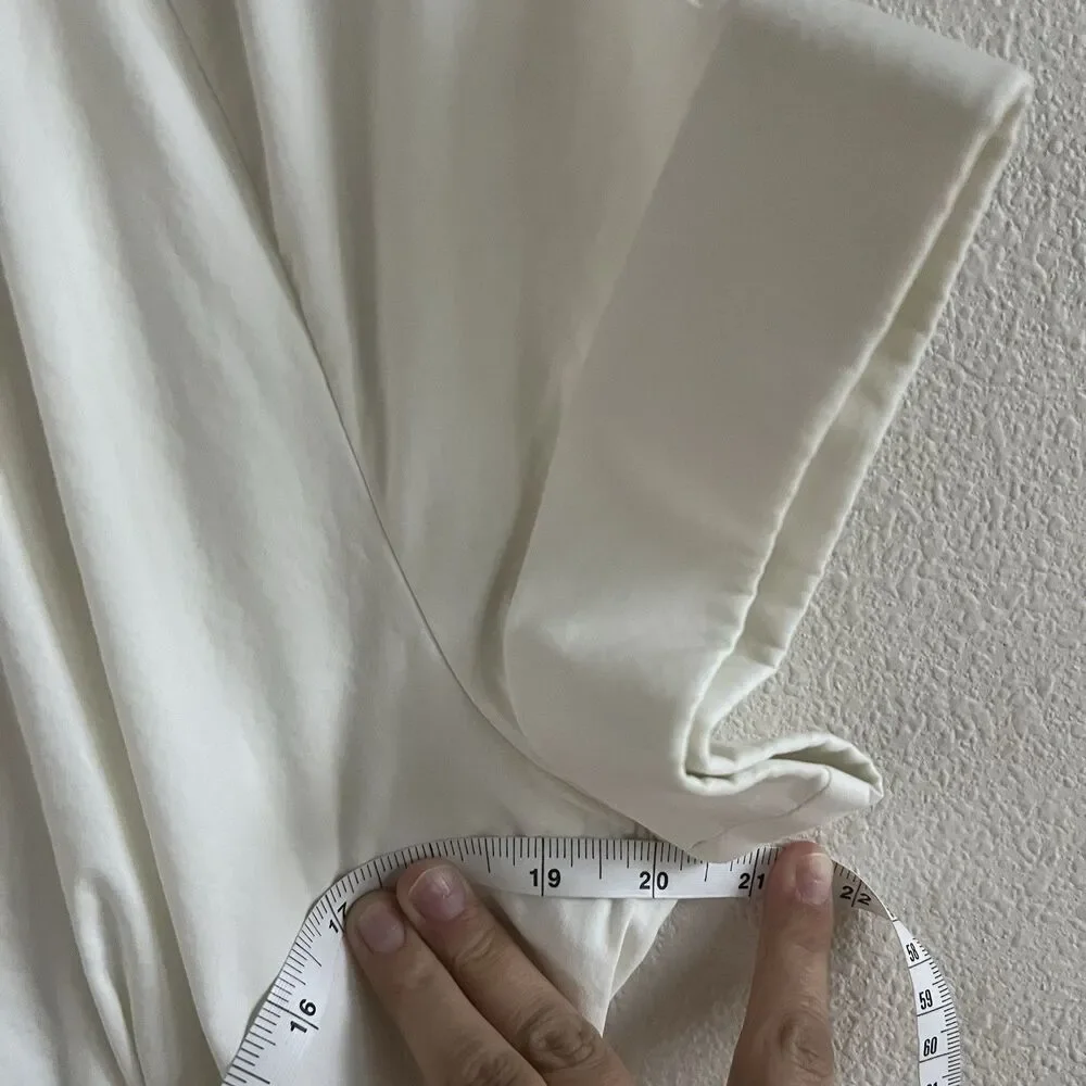 Maeve Anthropologie Poplin Shirt Dress Women’s 14 Midi White Collared V Neck - Picture 12 of 14